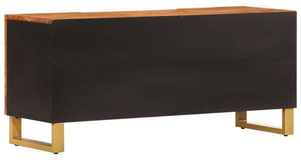 Fekete-barna tömör mangófa TV-szekrény 105 x 33,5 x 46 cm