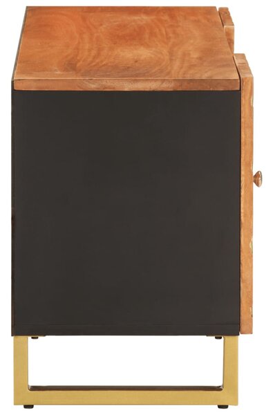Fekete-barna tömör mangófa TV-szekrény 105 x 33,5 x 46 cm