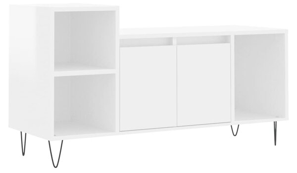 Fehér magasfényű szerelt fa TV-szekrény 100x35x55 cm