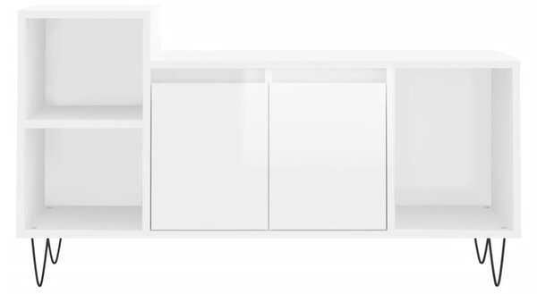 Fehér magasfényű szerelt fa TV-szekrény 100x35x55 cm