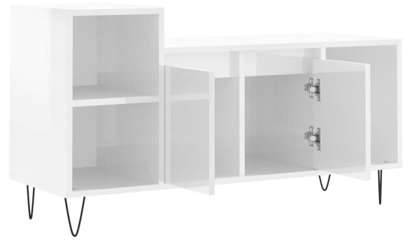 Fehér magasfényű szerelt fa TV-szekrény 100x35x55 cm