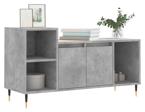 Betonszürke szerelt fa TV-szekrény 100 x 35 x 55 cm