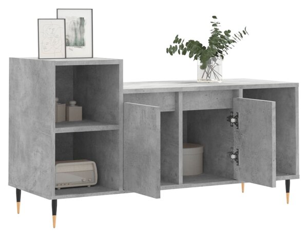 Betonszürke szerelt fa TV-szekrény 100 x 35 x 55 cm