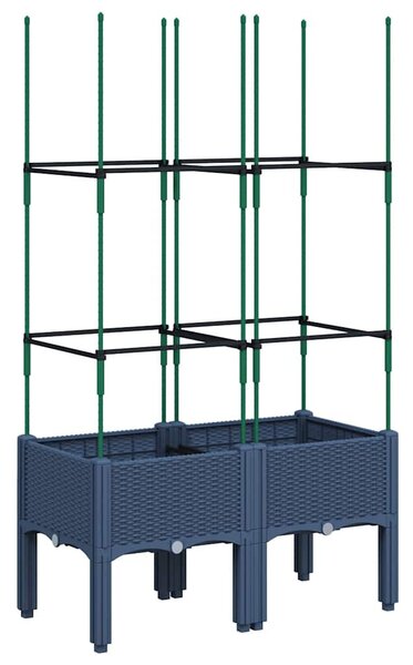Kékszürke polipropilén rácsos kerti ültetőláda 80 x 40 x 142,5 cm