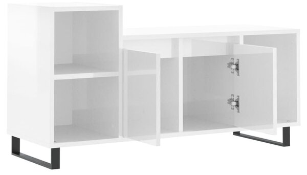 Fehér magasfényű szerelt fa TV-szekrény 100x35x55 cm