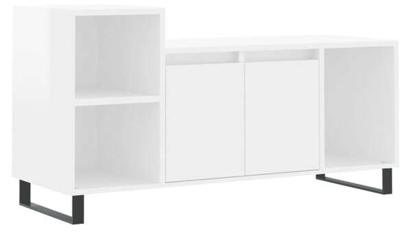 Fehér magasfényű szerelt fa TV-szekrény 100x35x55 cm
