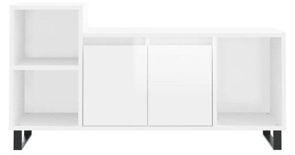 Fehér magasfényű szerelt fa TV-szekrény 100x35x55 cm