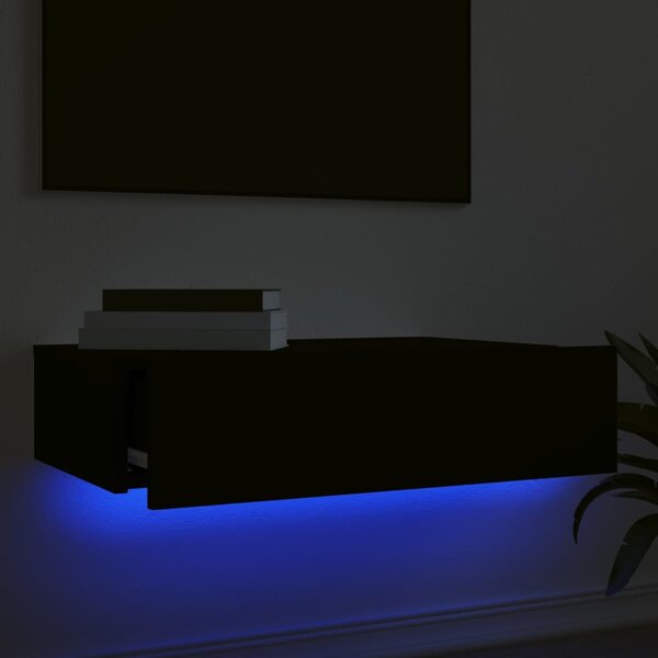 Fekete TV-szekrény LED-lámpákkal 60x35x15,5 cm