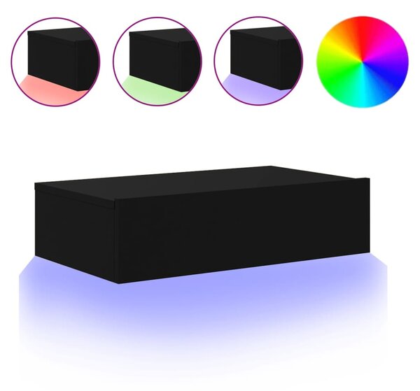 Fekete TV-szekrény LED-lámpákkal 60x35x15,5 cm