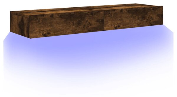 2 db füstös tölgy színű TV-szekrény LED fénnyel 60x35x15,5 cm