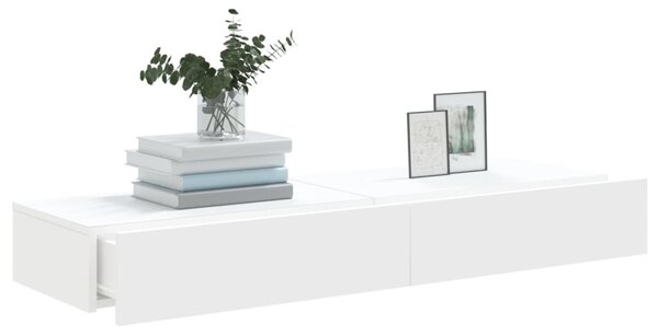 2 db fehér TV-szekrény LED-lámpákkal 60x35x15,5 cm