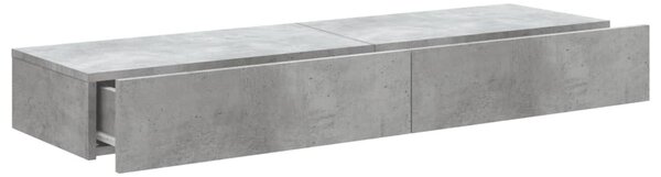 2 db betonszürke TV-szekrény LED-lámpákkal 60x35x15,5 cm