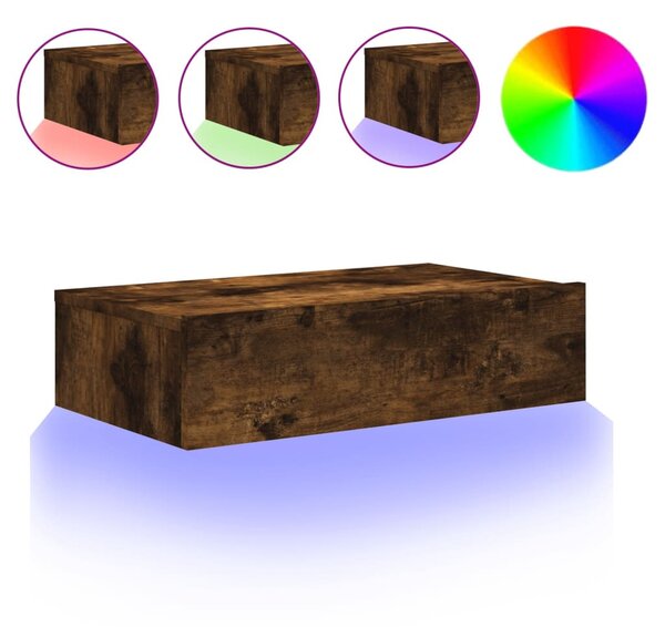 Sonoma tölgyszínű TV-szekrény LED-lámpákkal 60x35x15,5 cm