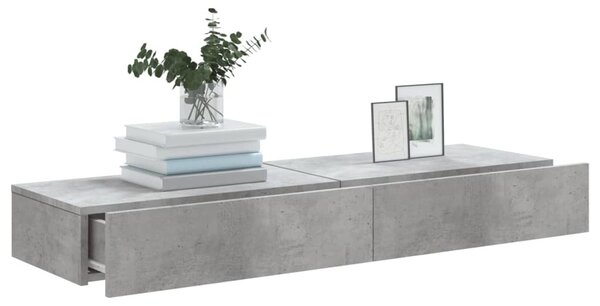 2 db betonszürke TV-szekrény LED-lámpákkal 60x35x15,5 cm