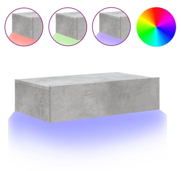 Betonszürke TV-szekrény LED-lámpákkal 60x35x15,5 cm