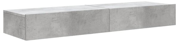 2 db betonszürke TV-szekrény LED-lámpákkal 60x35x15,5 cm