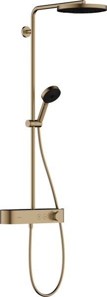 Zuhanyrendszer Hansgrohe Pulsify S a falra termosztatikus csapteleppel csiszolt bronz 24221140