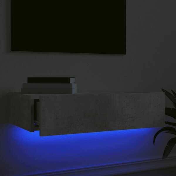 Betonszürke TV-szekrény LED-lámpákkal 60x35x15,5 cm