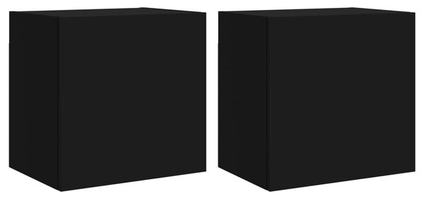 2 db fekete szerelt fa fali TV-szekrény 40,5 x 30 x 40 cm