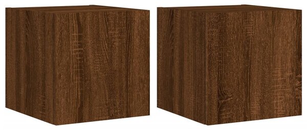 2 db barna tölgyszínű fali TV-szekrény LED-del 30,5x35x30 cm