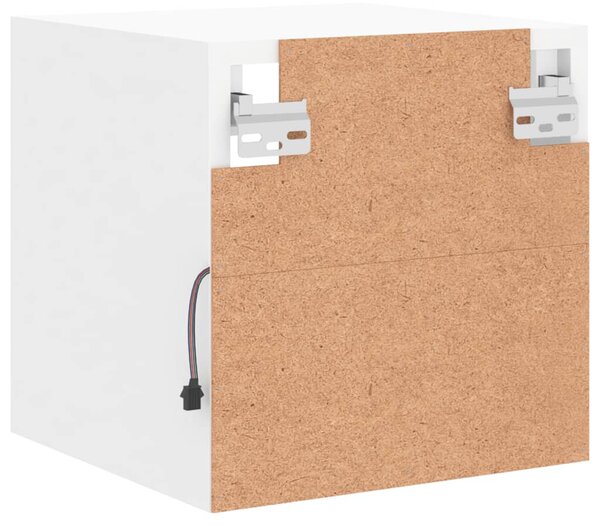 Fehér falra szerelhető TV-szekrény LED-lámpákkal 30x28,5x30 cm