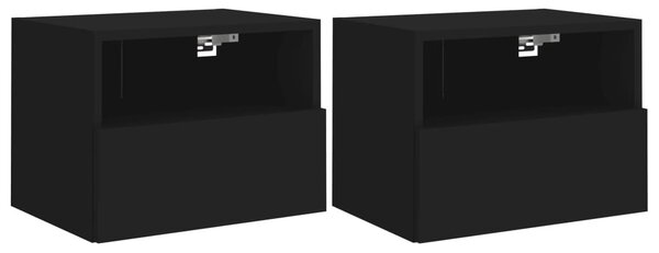 2 db fekete szerelt fa fali TV-szekrény 40 x 30 x 30 cm