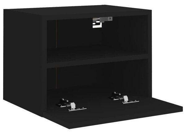 2 db fekete szerelt fa fali TV-szekrény 40 x 30 x 30 cm