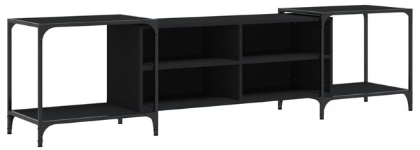 Fekete szerelt fa TV-szekrény 203 x 37 x 50 cm