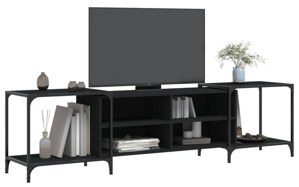 Fekete szerelt fa TV-szekrény 203 x 37 x 50 cm