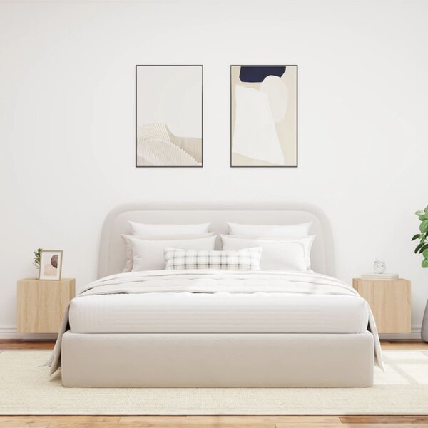2 db sonoma tölgy színű fali TV-szekrény LED-del 40,5x35x40 cm