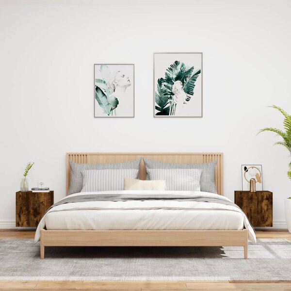 2 db füstös tölgy szerelt fa fali TV-szekrény 40,5 x 30 x 40 cm