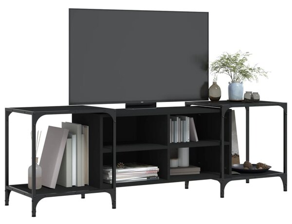 Fekete szerelt fa TV-szekrény 153 x 37 x 50 cm