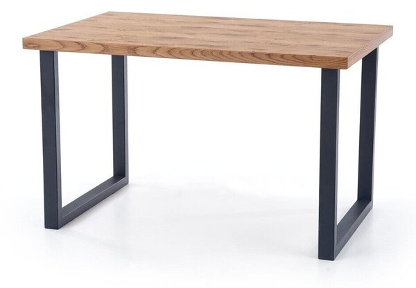 Asztal Houston 725, Fekete, Világos tölgy, 76x80x126cm, Hosszabbíthatóság, Laminált forgácslap, Fém