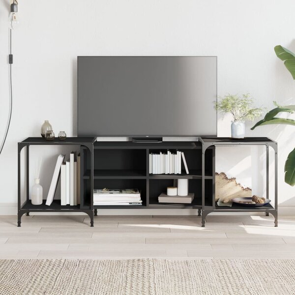Fekete szerelt fa TV-szekrény 153 x 37 x 50 cm