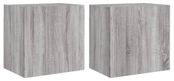 2 db szürke sonoma szerelt fa fali TV-szekrény 40,5x30x40 cm