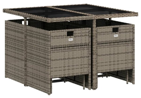 VidaXL 9 db szürke polyrattan kerti étkezőgarnitúra párnákkal