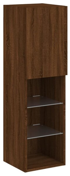 Barna tölgyszínű TV-szekrény LED-lámpákkal 30,5 x 30 x 102 cm