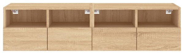 2 db sonoma tölgy színű szerelt fa fali TV-szekrény 60x30x30 cm