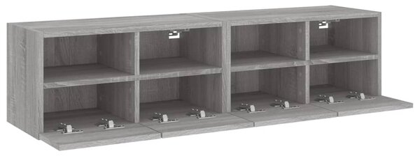 2 db szürke sonoma színű szerelt fa fali TV-szekrény 60x30x30cm