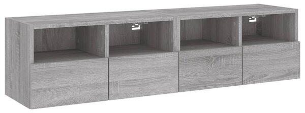 2 db szürke sonoma színű szerelt fa fali TV-szekrény 60x30x30cm