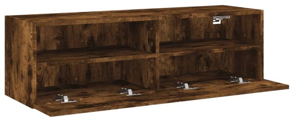 Füstös tölgy színű szerelt fa fali TV-szekrény 100 x 30 x 30 cm