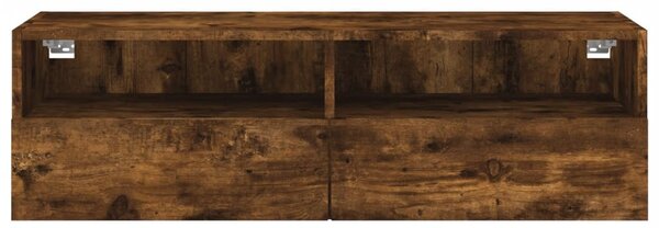 Füstös tölgy színű szerelt fa fali TV-szekrény 100 x 30 x 30 cm