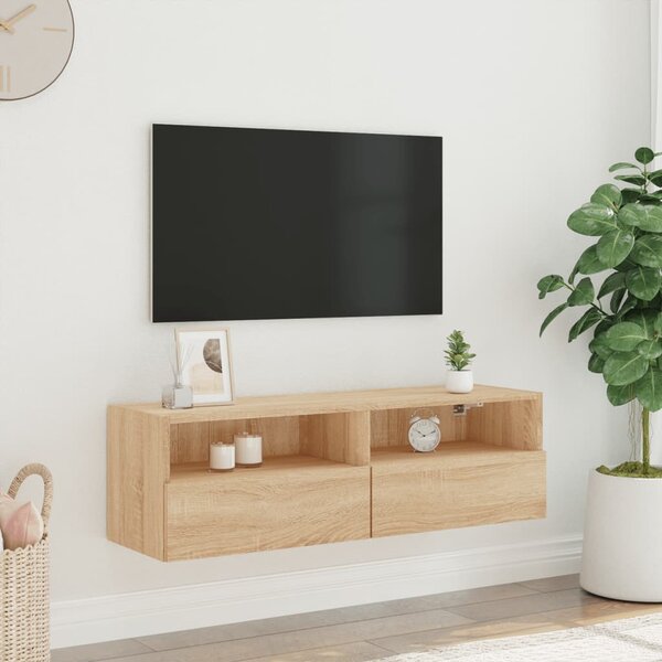 Sonoma tölgyszín szerelt fa fali TV-szekrény 100 x 30 x 30 cm