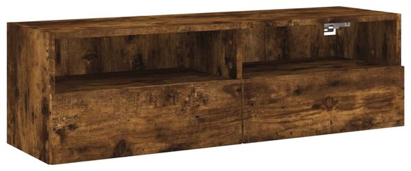Füstös tölgy színű szerelt fa fali TV-szekrény 100 x 30 x 30 cm