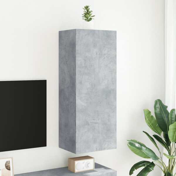 Betonszürke szerelt fa fali TV-szekrény 40,5 x 30 x 102 cm