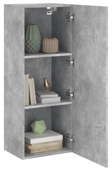 Betonszürke szerelt fa fali TV-szekrény 40,5 x 30 x 102 cm