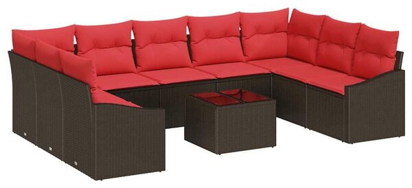 VidaXL Kanapé Szett 10 db Barna polirattan
