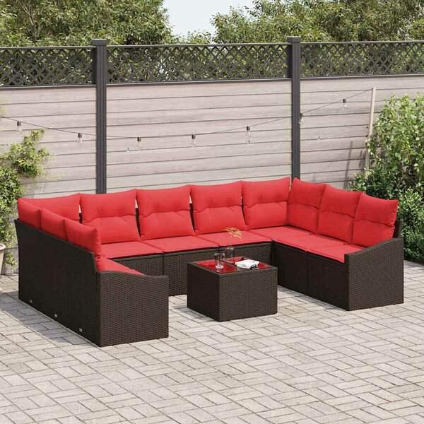 VidaXL Kanapé Szett 10 db Barna polirattan