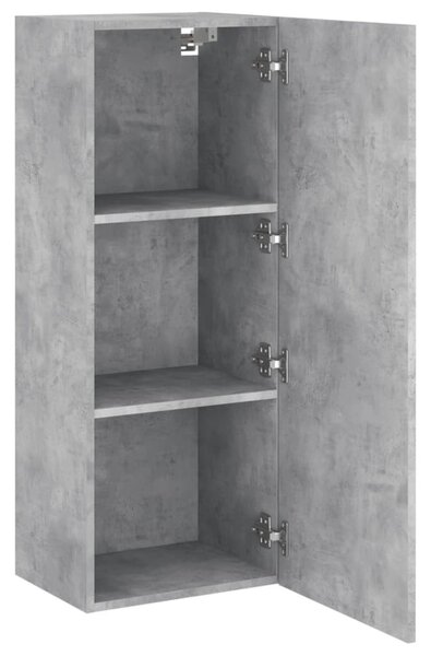 Betonszürke szerelt fa fali TV-szekrény 40,5 x 30 x 102 cm