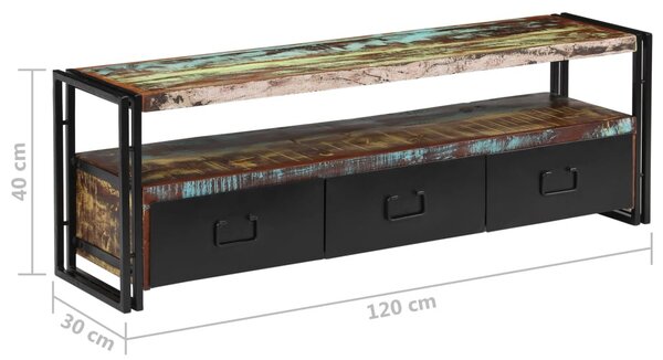 Tömör újrahasznosított fa TV-szekrény 120 x 30 x 40 cm